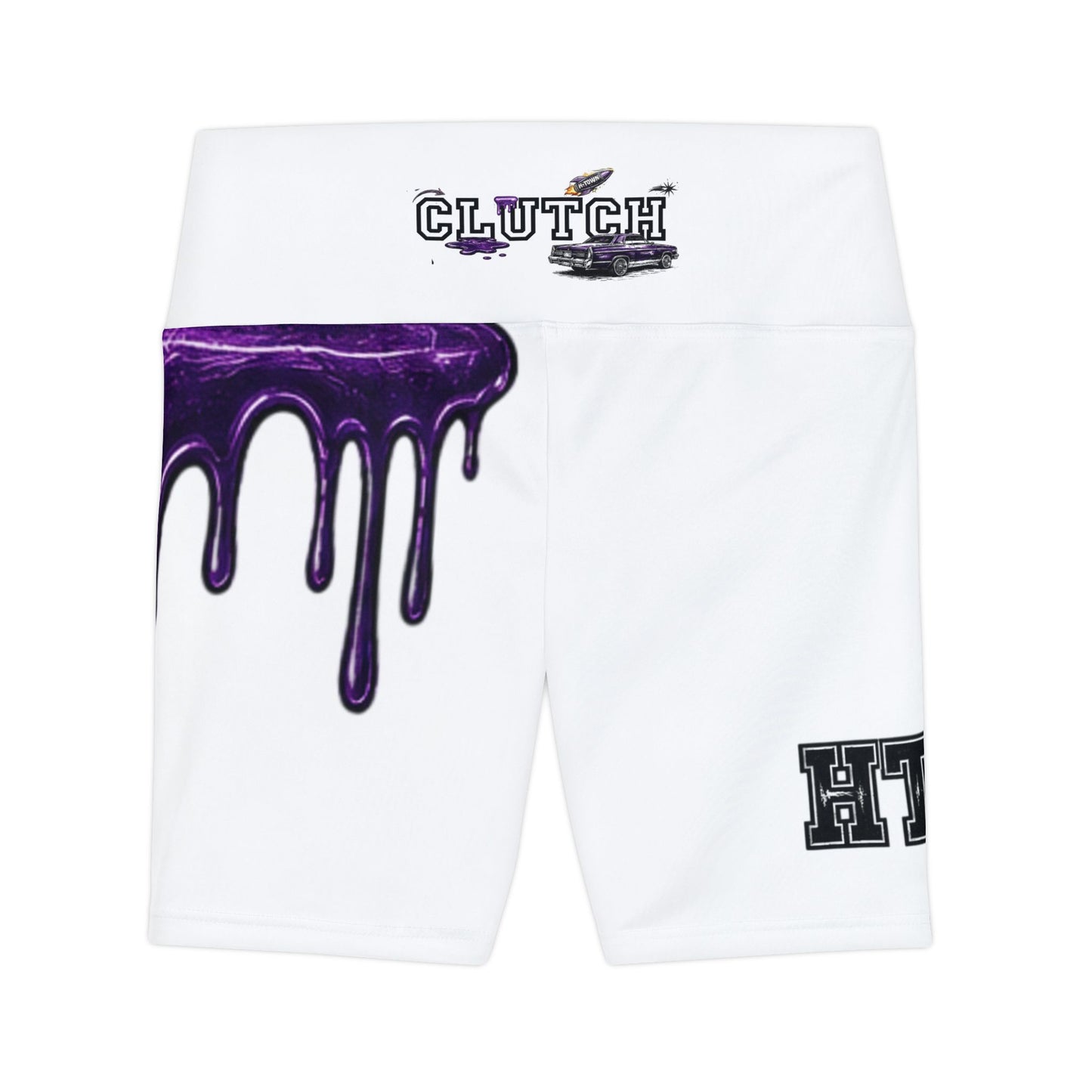 Drip Purple Graphic Women's Workout Shorts — "CLUTCH" AOP Activewear