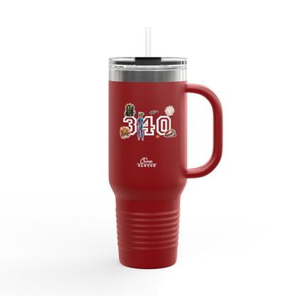 40oz Insulated Travel Mug — "340" Tropical Palm Beach Stainless Steel Tumbler