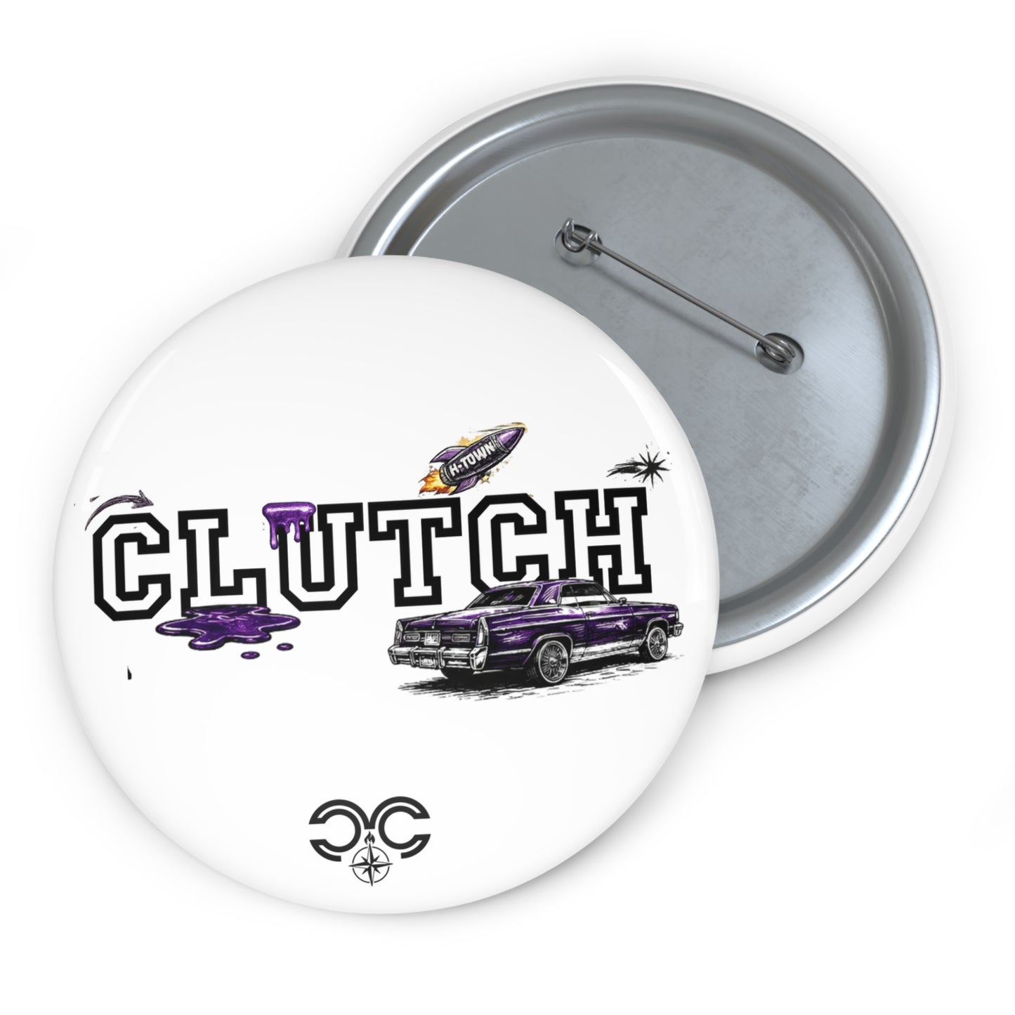 Clutch Pin Button — Purple Lowrider Car Badge