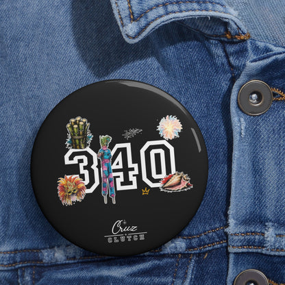 340 City Pride Pin Button — Floral & Crown Decorative Enamel Badge