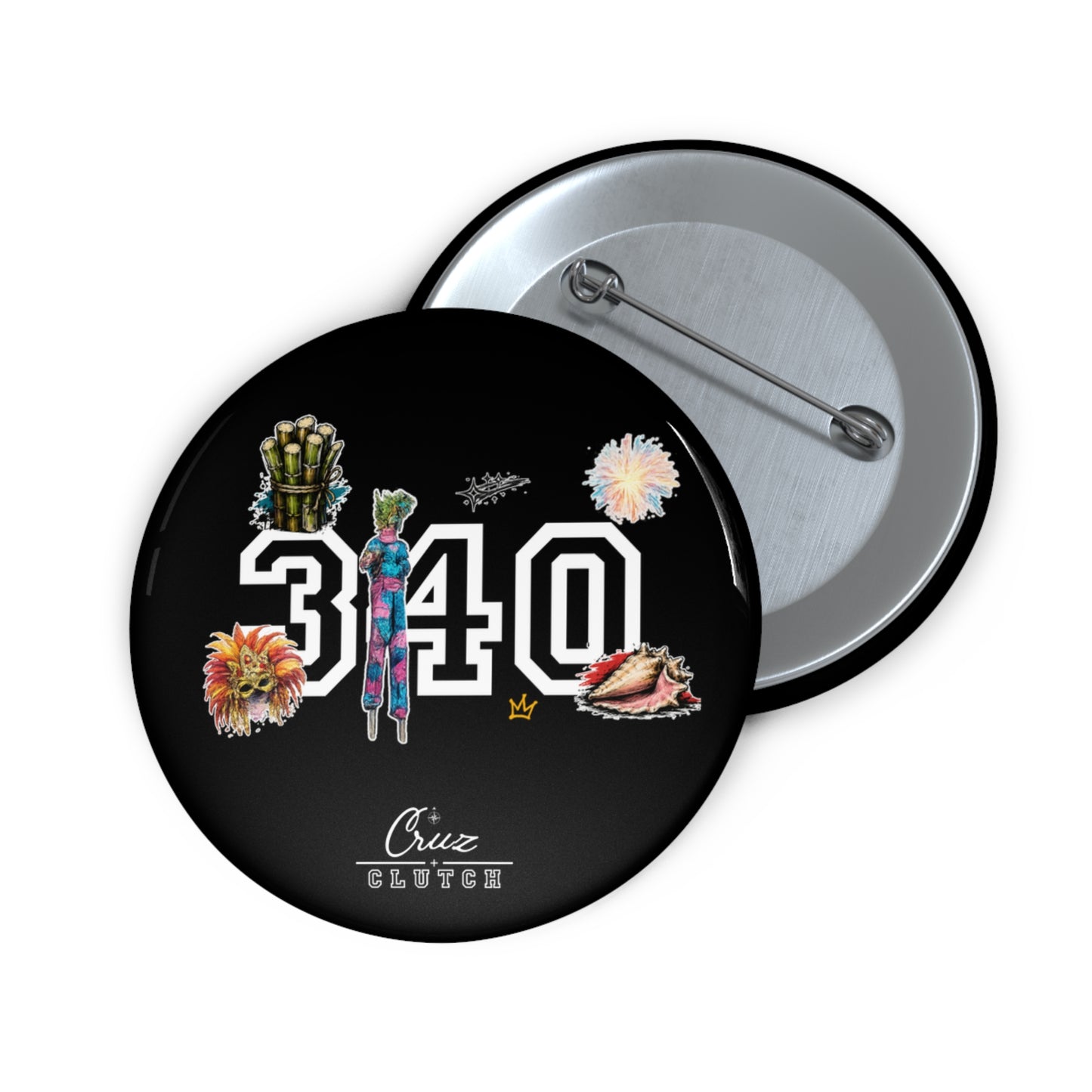 340 City Pride Pin Button — Floral & Crown Decorative Enamel Badge