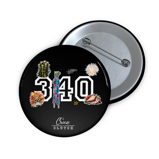 340 City Pride Pin Button — Floral & Crown Decorative Enamel Badge