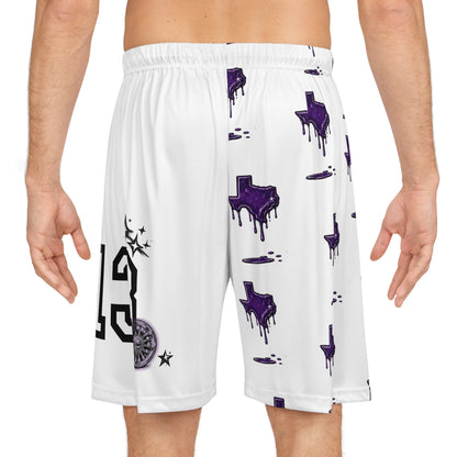 Drip Texas Basketball Shorts — Purple Drip All-Over Print Athletic Shorts