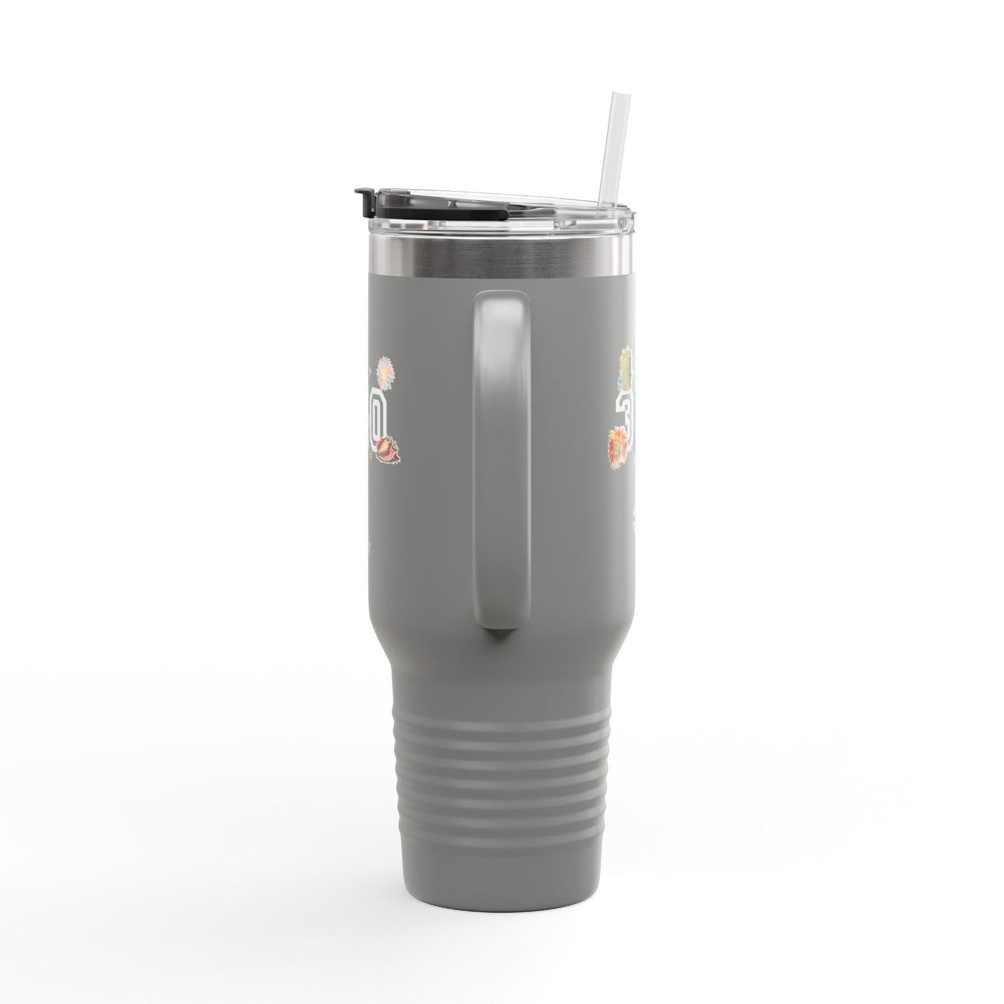 40oz Insulated Travel Mug — "340" Tropical Palm Beach Stainless Steel Tumbler
