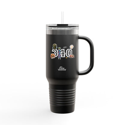 40oz Insulated Travel Mug — "340" Tropical Palm Beach Stainless Steel Tumbler