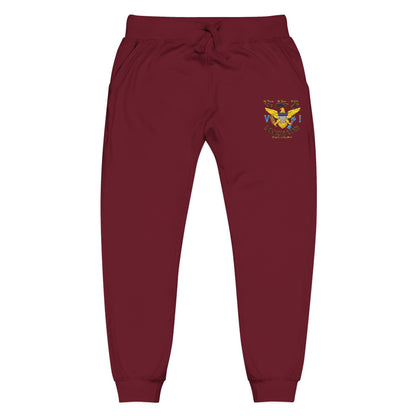 Embroidered Sunflower Sweatpants — Cozy White Fleece Joggers with Small Chest Floral Patch