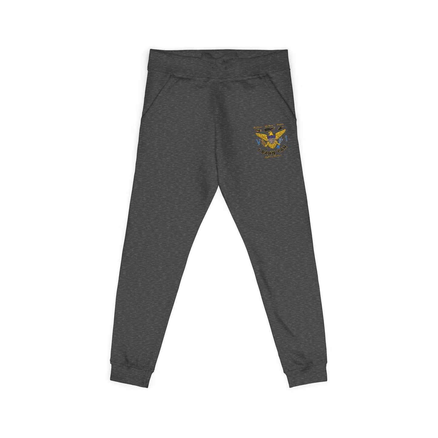 Embroidered Sunflower Sweatpants — Cozy White Fleece Joggers with Small Chest Floral Patch