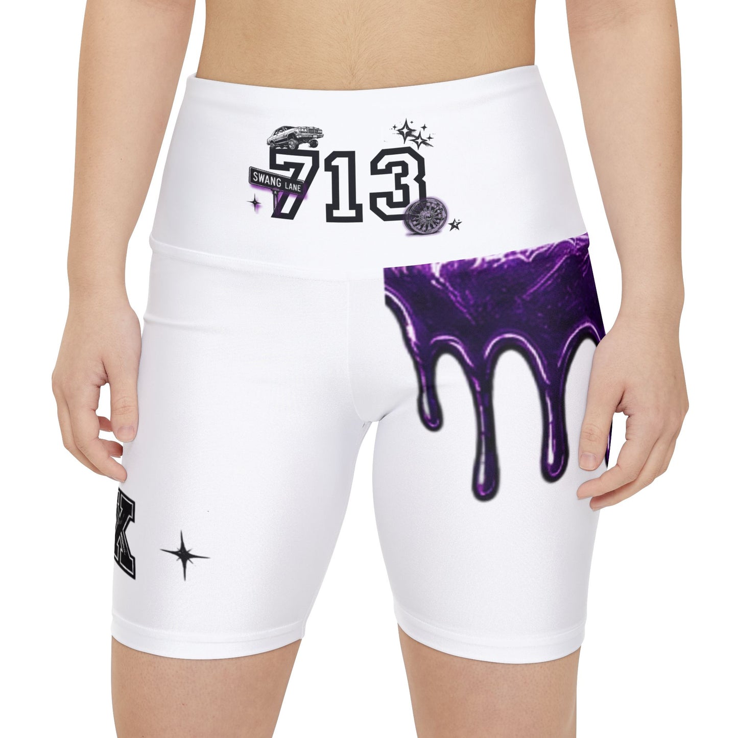 Drip Purple Graphic Women's Workout Shorts — "CLUTCH" AOP Activewear