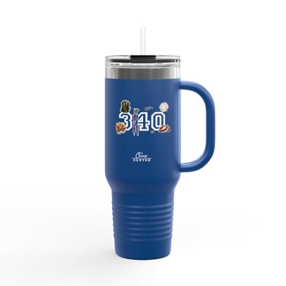 40oz Insulated Travel Mug — "340" Tropical Palm Beach Stainless Steel Tumbler