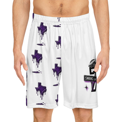 Drip Texas Basketball Shorts — Purple Drip All-Over Print Athletic Shorts