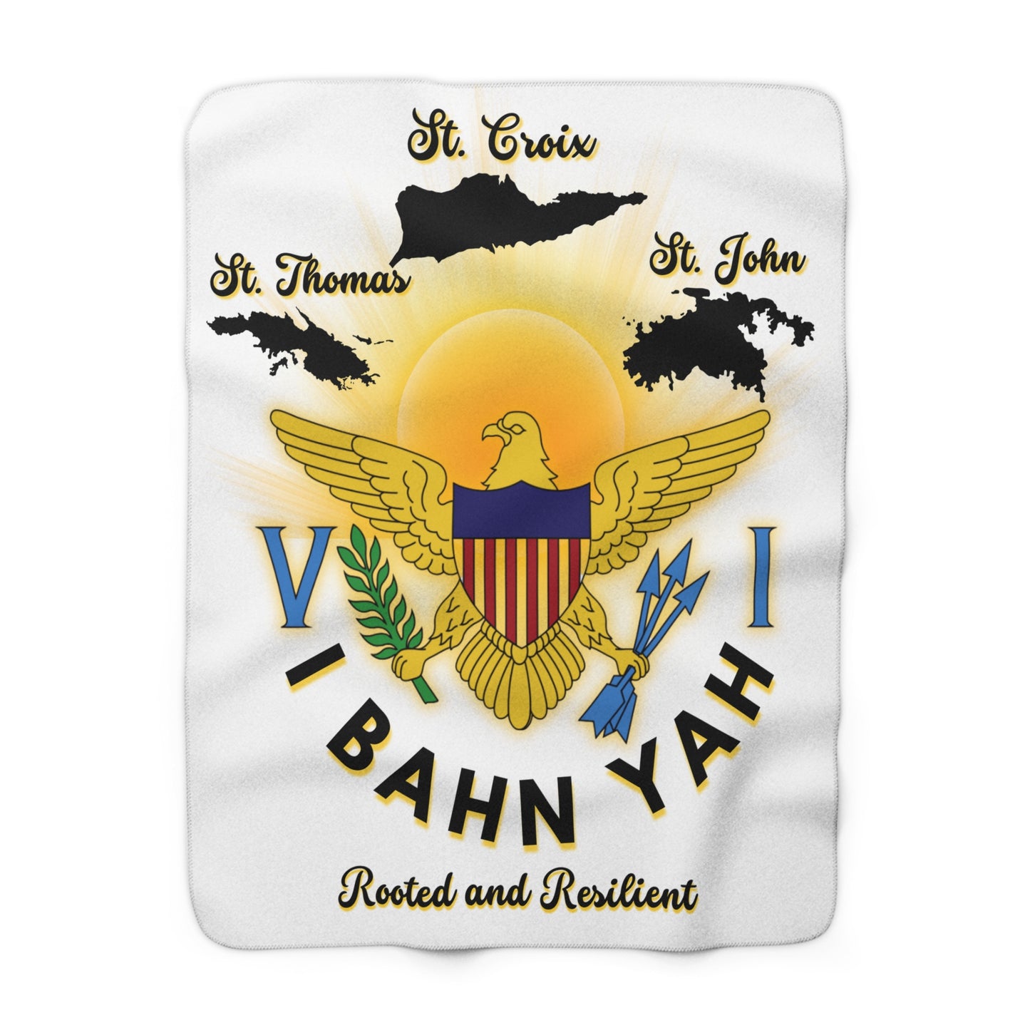 Virgin Islands Sherpa Fleece Blanket – "V I Bahn Yah" Rooted & Resilient Design