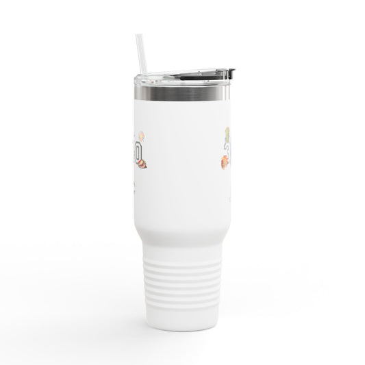 40oz Insulated Travel Mug — "340" Tropical Palm Beach Stainless Steel Tumbler