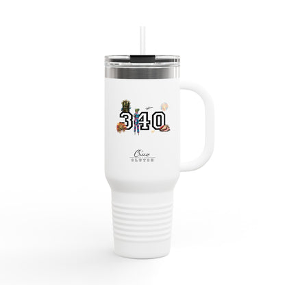 40oz Insulated Travel Mug — "340" Tropical Palm Beach Stainless Steel Tumbler