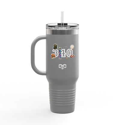 40oz Insulated Travel Mug — "340" Tropical Palm Beach Stainless Steel Tumbler