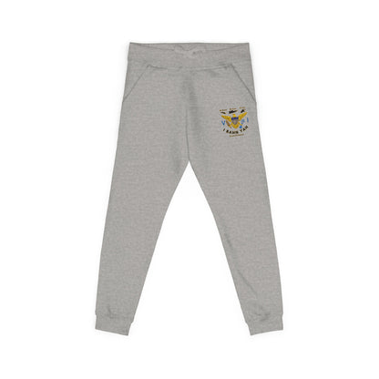 Embroidered Sunflower Sweatpants — Cozy White Fleece Joggers with Small Chest Floral Patch
