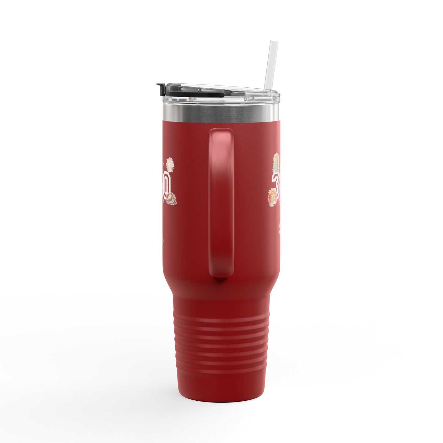 40oz Insulated Travel Mug — "340" Tropical Palm Beach Stainless Steel Tumbler