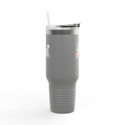40oz Insulated Travel Mug — "340" Tropical Palm Beach Stainless Steel Tumbler