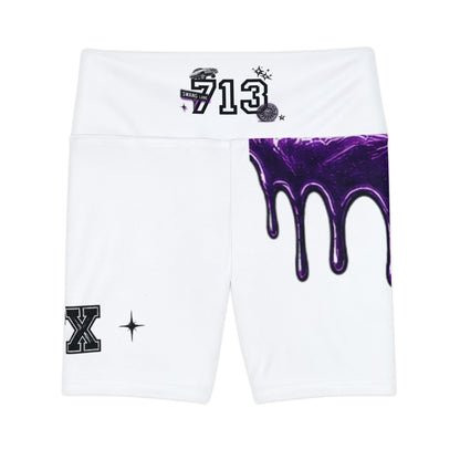 Drip Purple Graphic Women's Workout Shorts — "CLUTCH" AOP Activewear