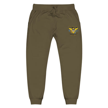 Embroidered Sunflower Sweatpants — Cozy White Fleece Joggers with Small Chest Floral Patch