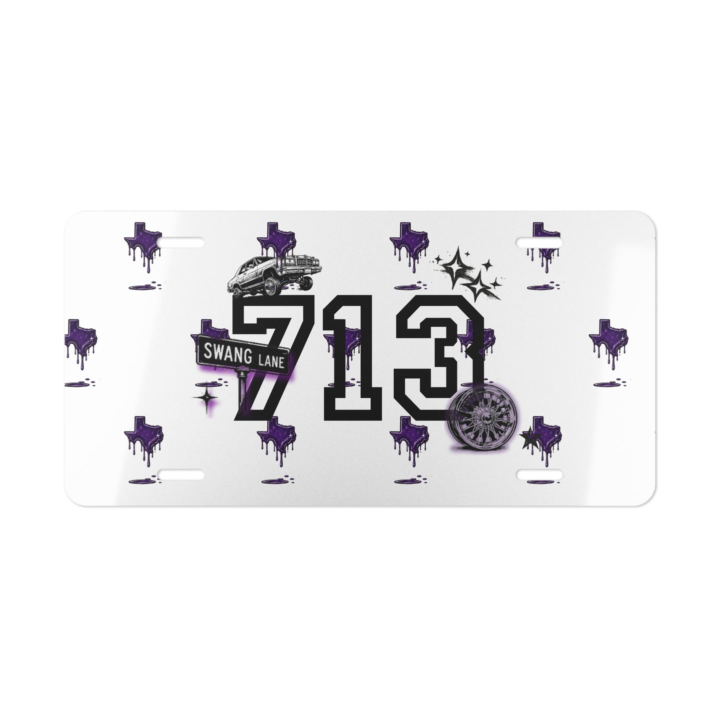 Vanity Plate — 713 Swang Lane Custom Decorative License Plate with Drip Graphics
