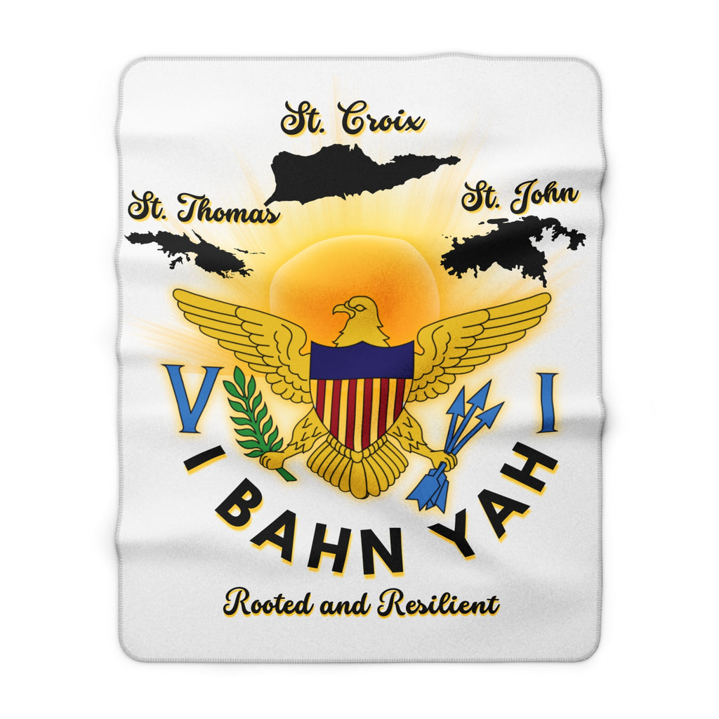 Virgin Islands Sherpa Fleece Blanket – "V I Bahn Yah" Rooted & Resilient Design