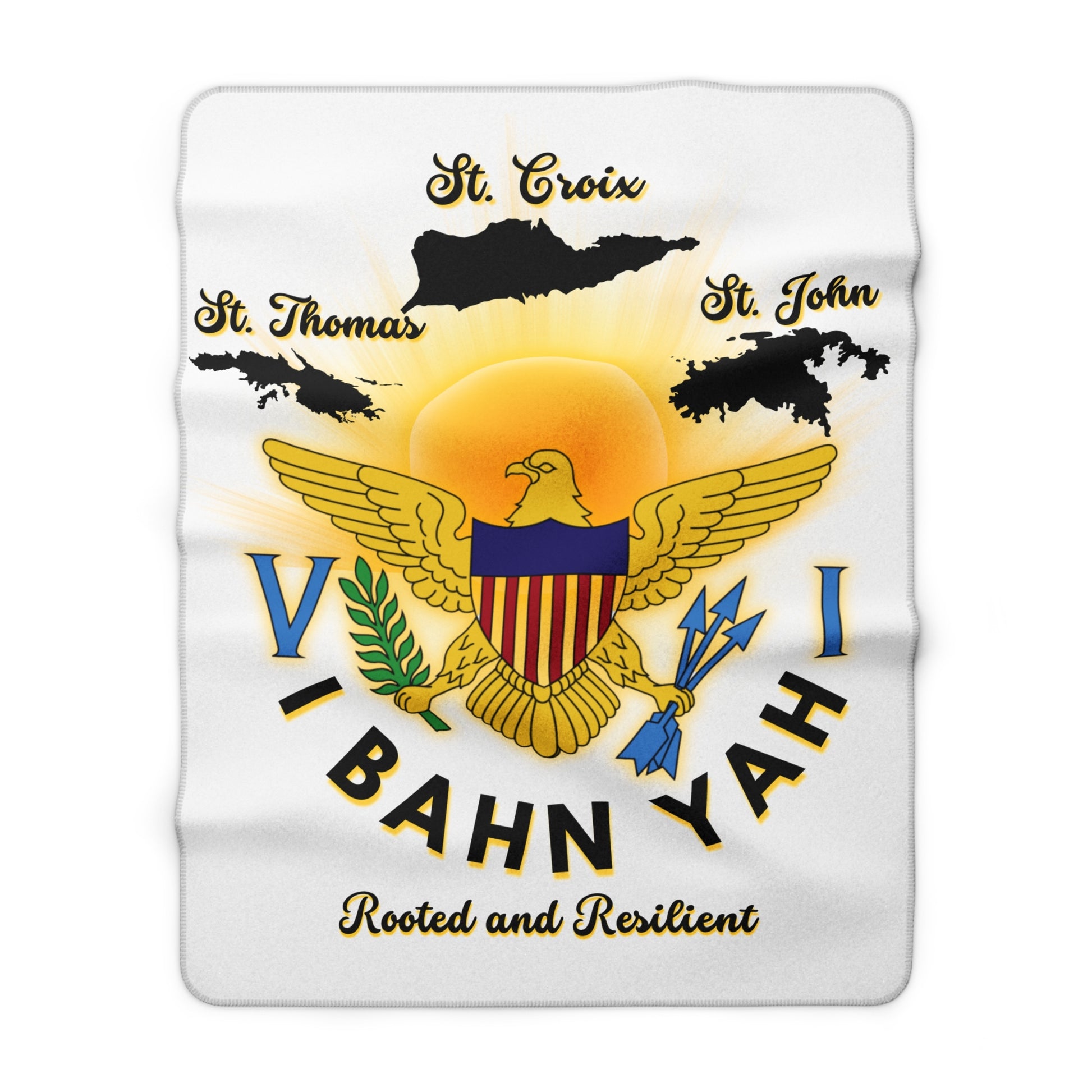 Virgin Islands Sherpa Fleece Blanket – "V I Bahn Yah" Rooted & Resilient Design