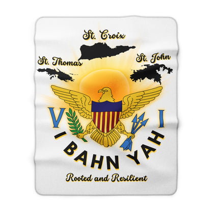 Virgin Islands Sherpa Fleece Blanket – "V I Bahn Yah" Rooted & Resilient Design
