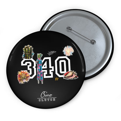 340 City Pride Pin Button — Floral & Crown Decorative Enamel Badge