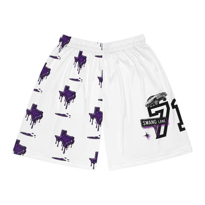 Drip Texas Basketball Shorts — Purple Drip All-Over Print Athletic Shorts