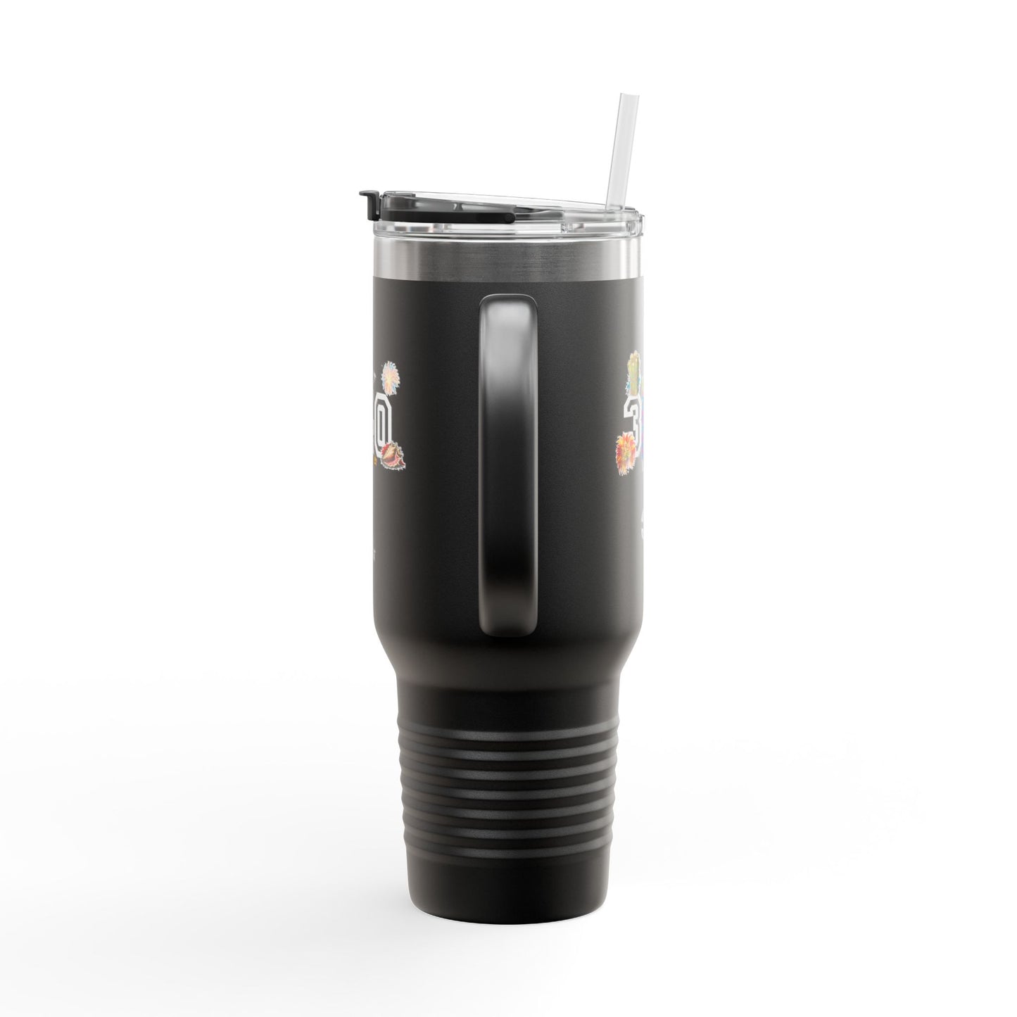 40oz Insulated Travel Mug — "340" Tropical Palm Beach Stainless Steel Tumbler