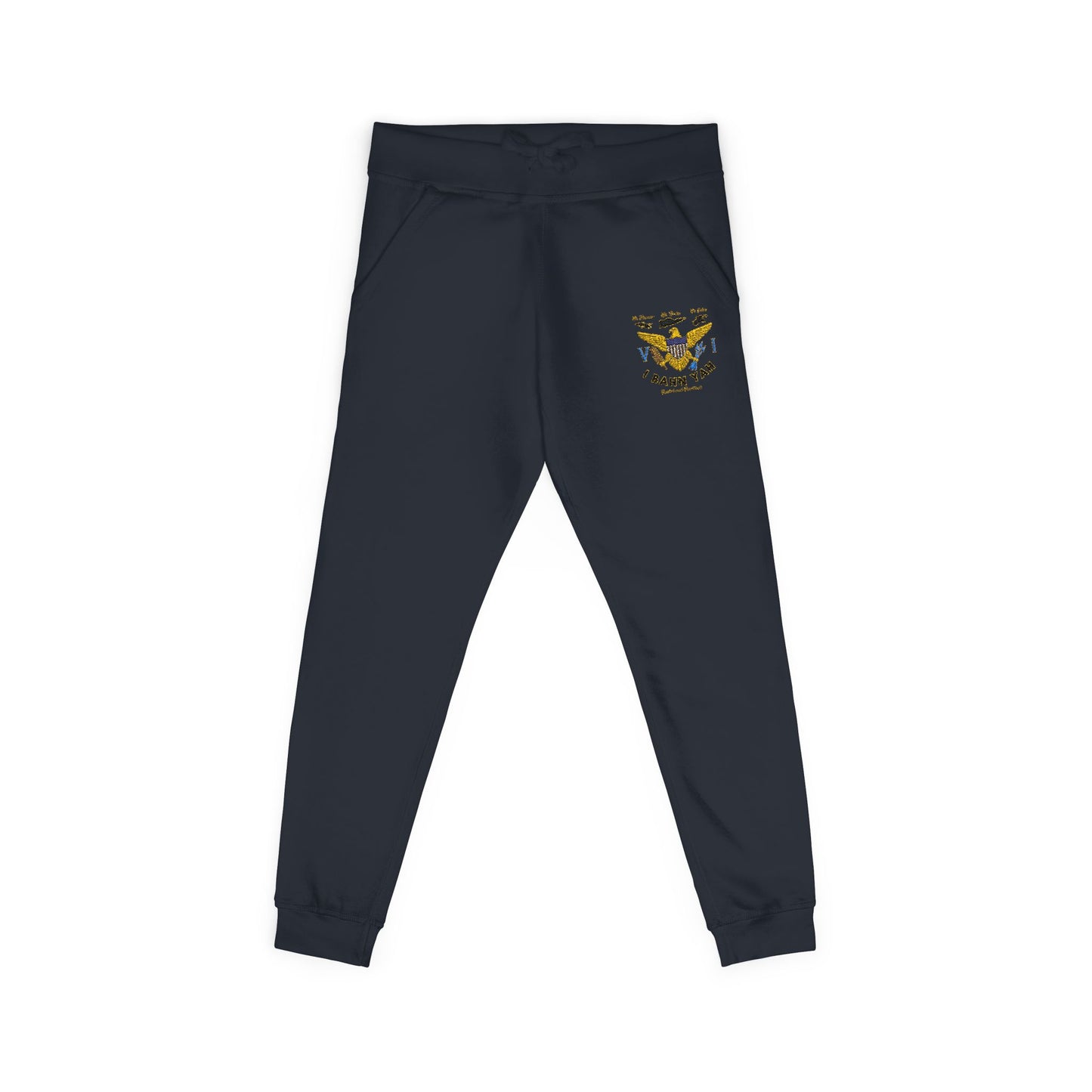 Embroidered Sunflower Sweatpants — Cozy White Fleece Joggers with Small Chest Floral Patch