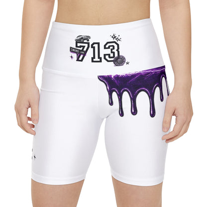 Drip Purple Graphic Women's Workout Shorts — "CLUTCH" AOP Activewear