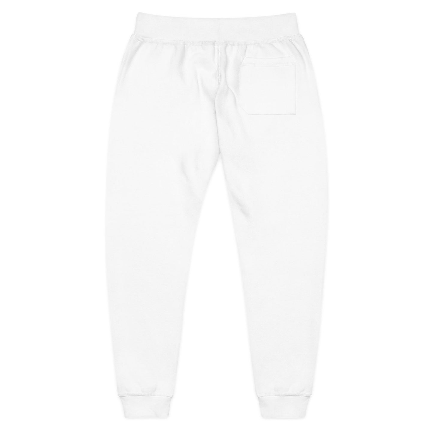 Embroidered Sunflower Sweatpants — Cozy White Fleece Joggers with Small Chest Floral Patch