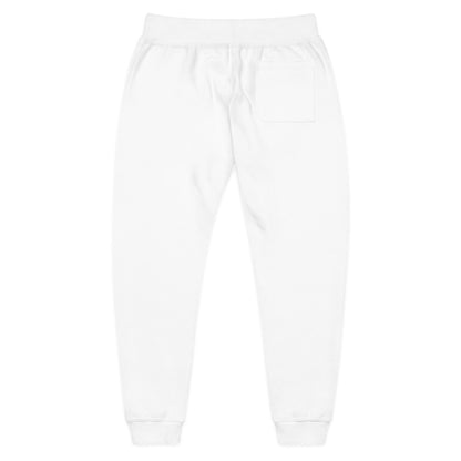 Embroidered Sunflower Sweatpants — Cozy White Fleece Joggers with Small Chest Floral Patch