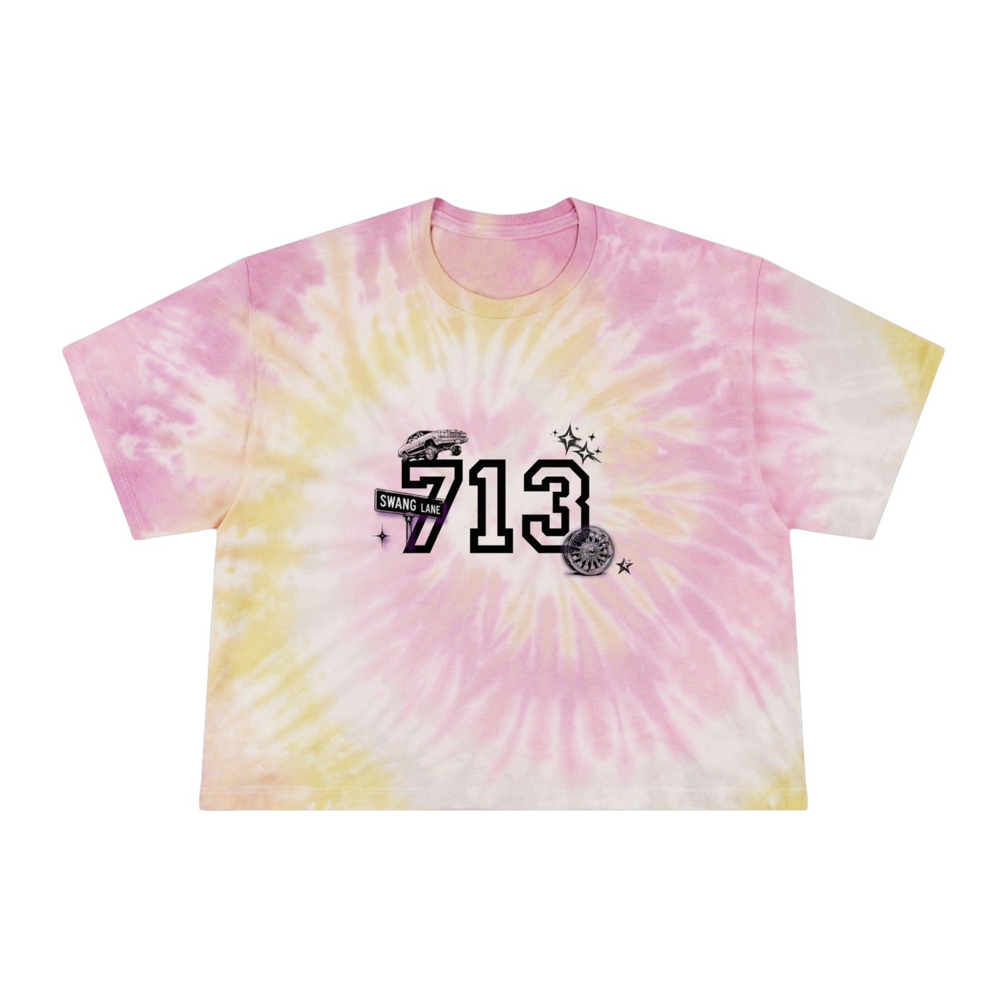 "713" Tie-Dye Crop Tee — 'Built for those who know exactly what 713 means'