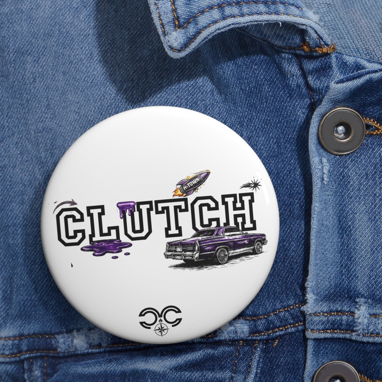 Clutch Pin Button — Purple Lowrider Car Badge
