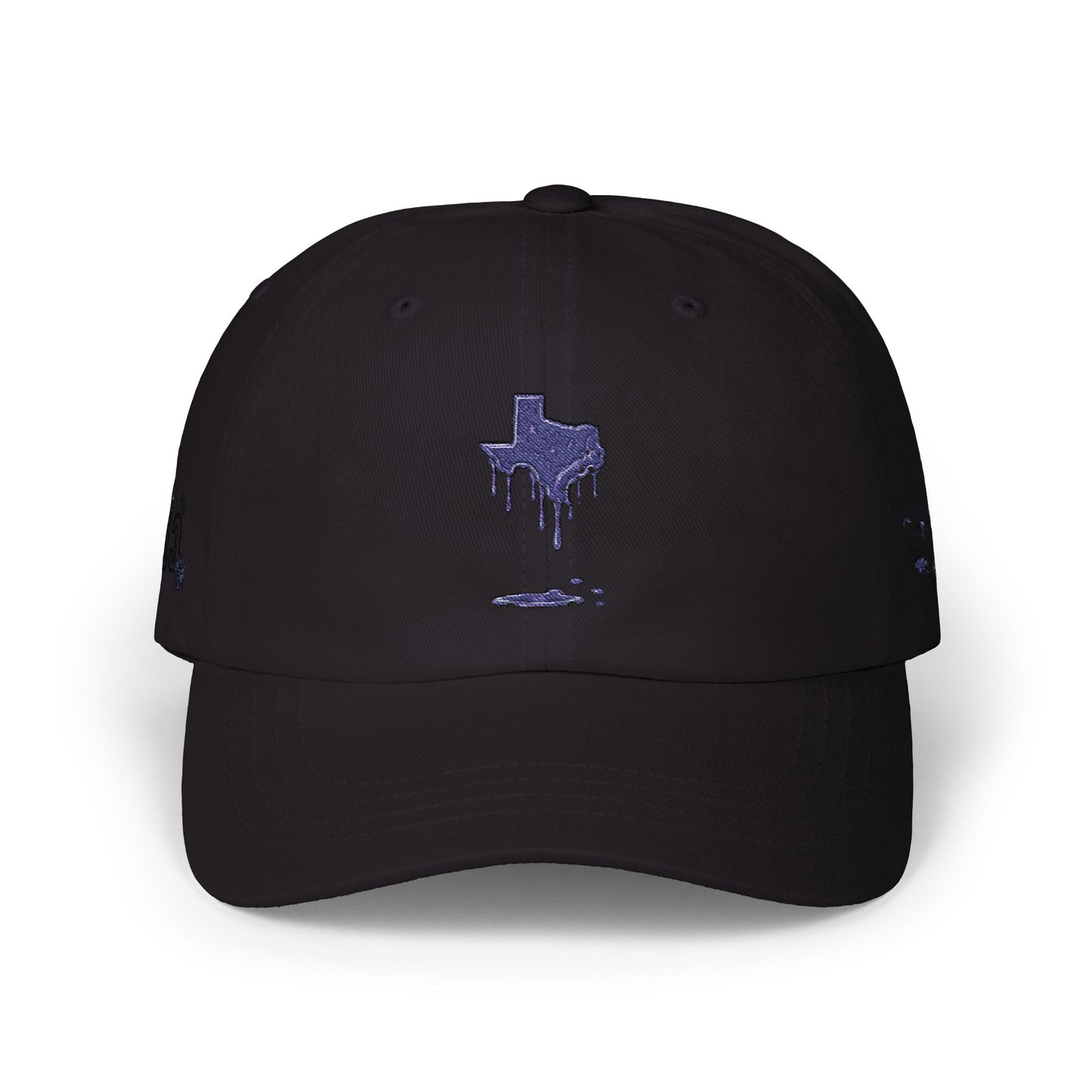 Dripping Texas Outline Dad Cap — White Embroidered State Hat