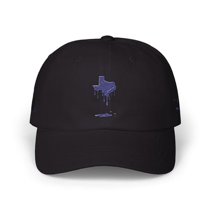 Dripping Texas Outline Dad Cap — White Embroidered State Hat