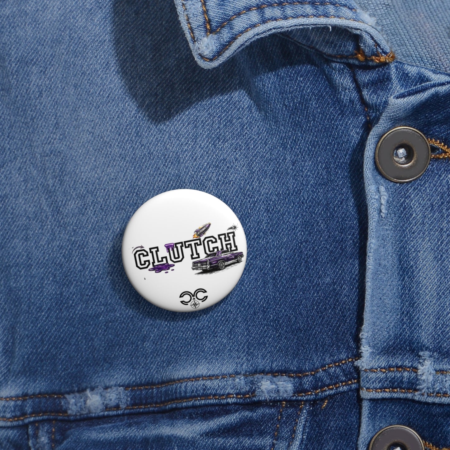 Clutch Pin Button — Purple Lowrider Car Badge