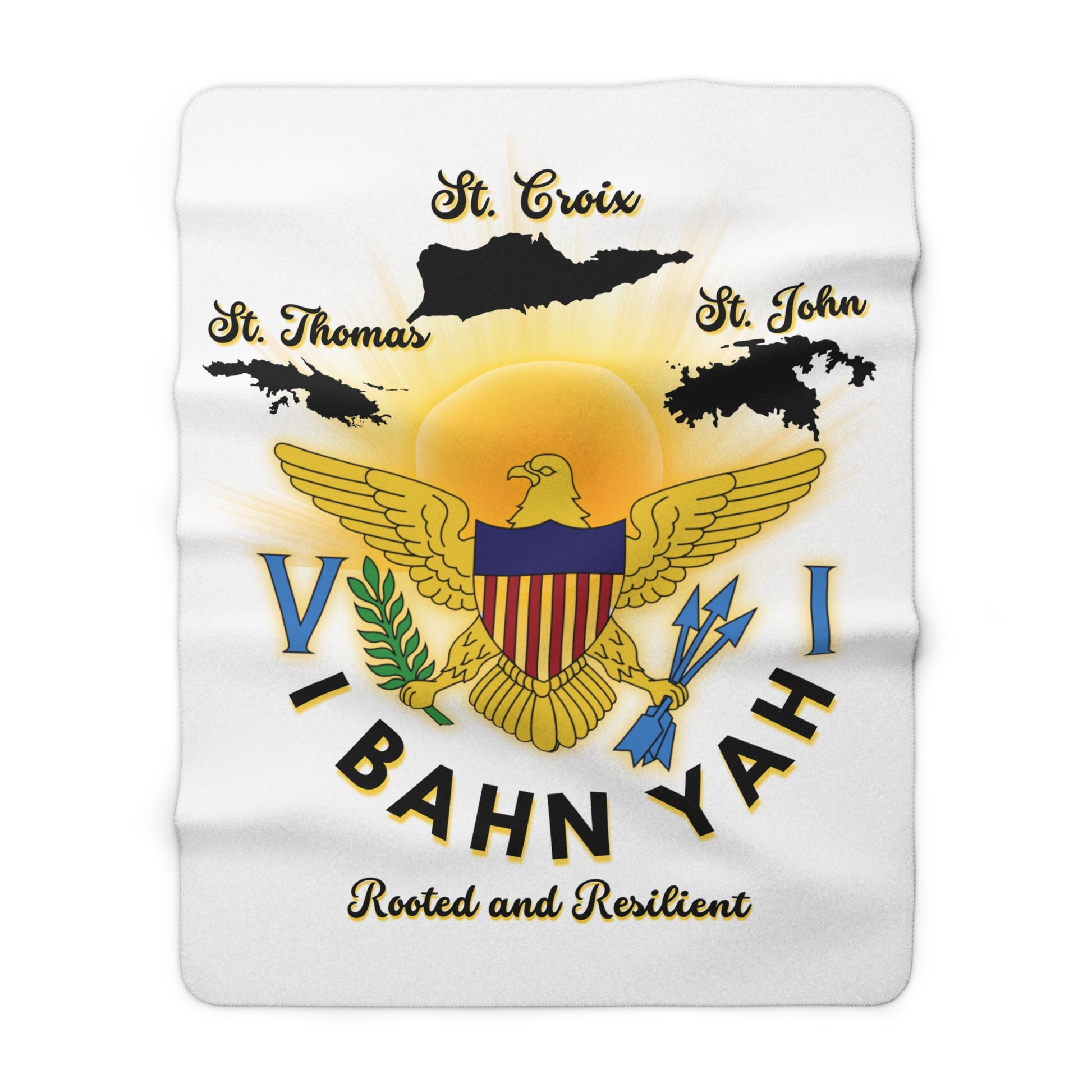 Virgin Islands Sherpa Fleece Blanket – "V I Bahn Yah" Rooted & Resilient Design