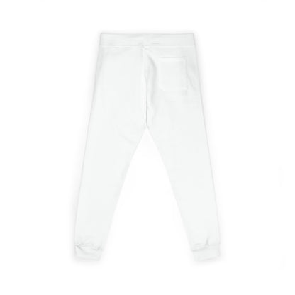 Embroidered Sunflower Sweatpants — Cozy White Fleece Joggers with Small Chest Floral Patch