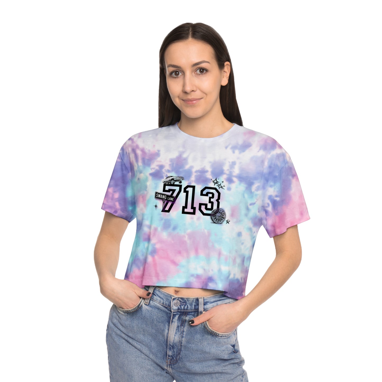 "713" Tie-Dye Crop Tee — 'Built for those who know exactly what 713 means'