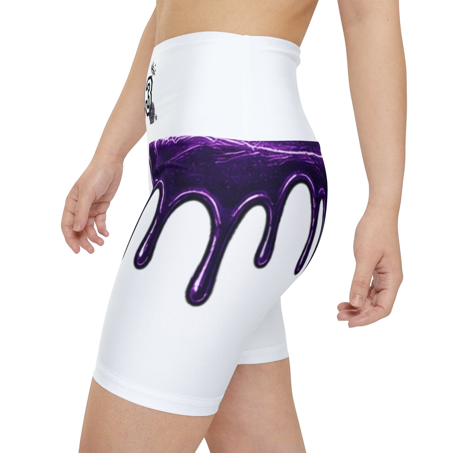Drip Purple Graphic Women's Workout Shorts — "CLUTCH" AOP Activewear