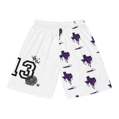 Drip Texas Basketball Shorts — Purple Drip All-Over Print Athletic Shorts