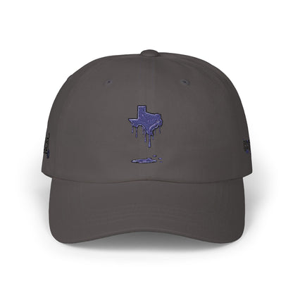 Dripping Texas Outline Dad Cap — White Embroidered State Hat
