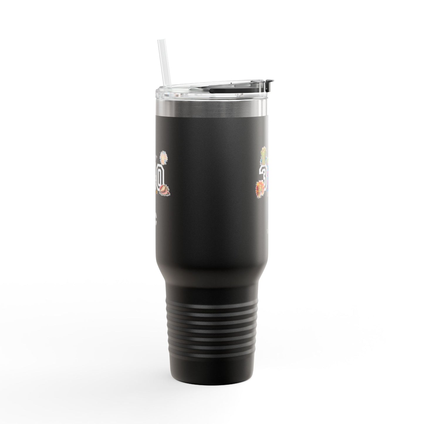 40oz Insulated Travel Mug — "340" Tropical Palm Beach Stainless Steel Tumbler