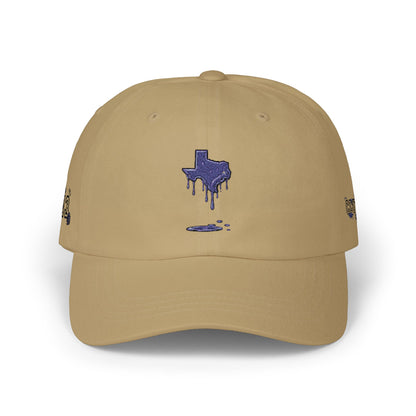 Dripping Texas Outline Dad Cap — White Embroidered State Hat