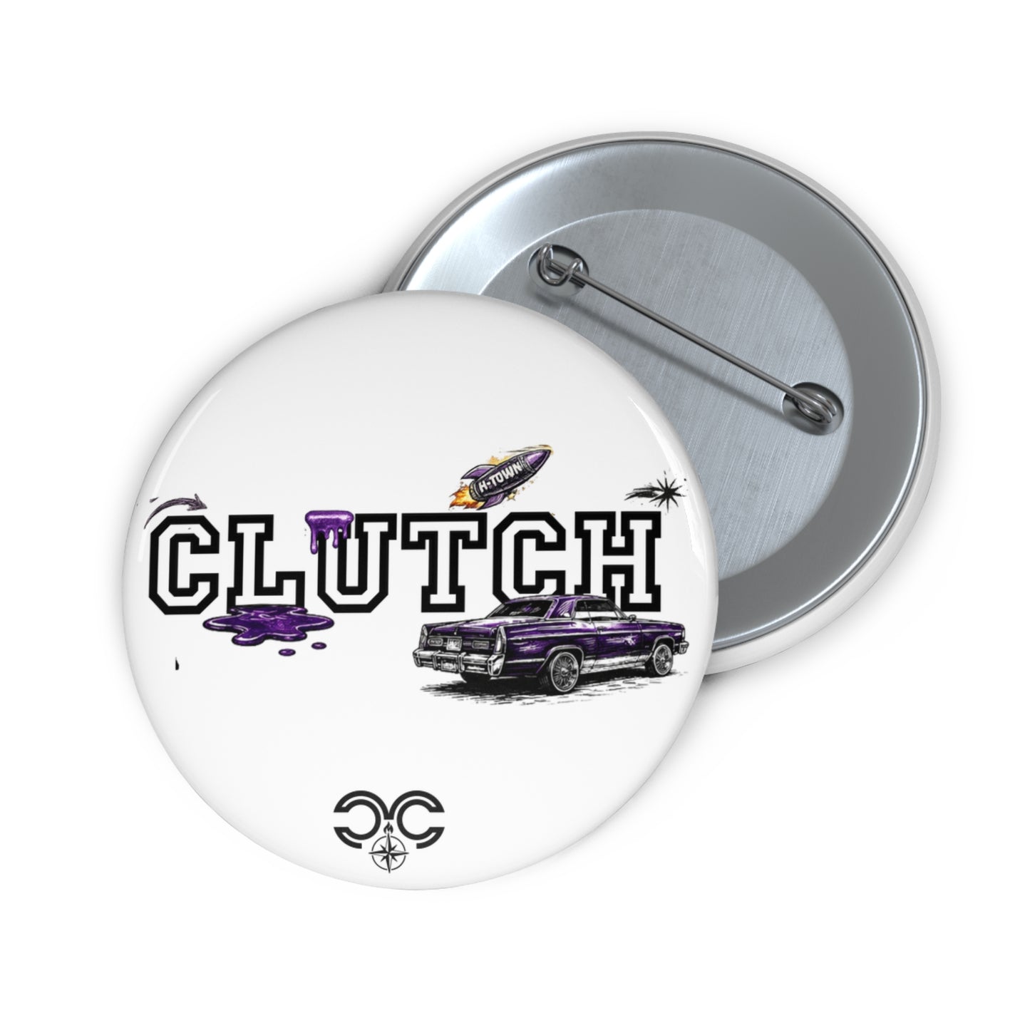 Clutch Pin Button — Purple Lowrider Car Badge