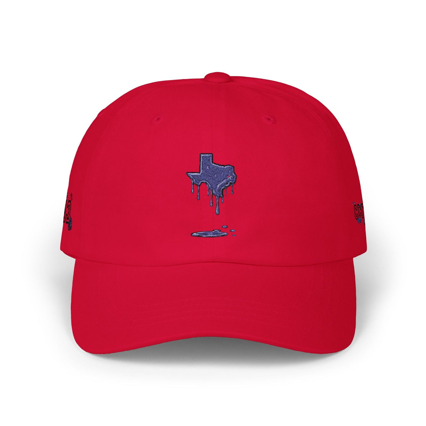 Dripping Texas Outline Dad Cap — White Embroidered State Hat
