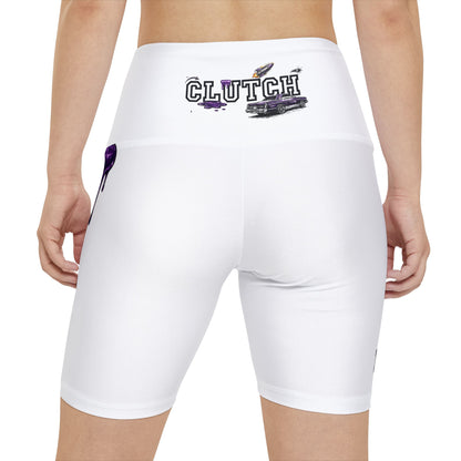 Drip Purple Graphic Women's Workout Shorts — "CLUTCH" AOP Activewear